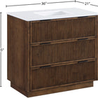 Meridian Furniture Willard 36" White Engineered Stone And Solid Wood Bathroom Vanity
