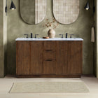 Meridian Furniture Willard 60" White Engineered Stone And Solid Wood Bathroom Vanity
