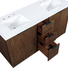 Meridian Furniture Willard 60" White Engineered Stone And Solid Wood Bathroom Vanity