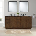 Meridian Furniture Willard 72" White Engineered Stone And Solid Wood Bathroom Vanity