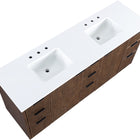 Meridian Furniture Willard 72" White Engineered Stone And Solid Wood Bathroom Vanity