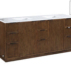 Meridian Furniture Willard 72" White Engineered Stone And Solid Wood Bathroom Vanity