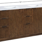 Meridian Furniture Willard 72" White Engineered Stone And Solid Wood Bathroom Vanity