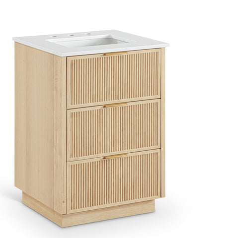 Meridian Furniture Willard 24" White Engineered Stone And Solid Wood Bathroom Vanity