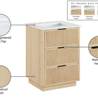 Meridian Furniture Willard 24" White Engineered Stone And Solid Wood Bathroom Vanity