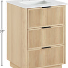 Meridian Furniture Willard 24" White Engineered Stone And Solid Wood Bathroom Vanity