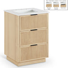 Meridian Furniture Willard 24" White Engineered Stone And Solid Wood Bathroom Vanity