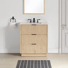 Meridian Furniture Willard 30" White Engineered Stone And Solid Wood Bathroom Vanity