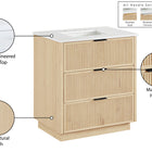 Meridian Furniture Willard 30" White Engineered Stone And Solid Wood Bathroom Vanity