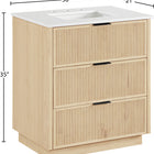 Meridian Furniture Willard 30" White Engineered Stone And Solid Wood Bathroom Vanity