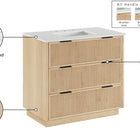 Meridian Furniture Willard 36" White Engineered Stone And Solid Wood Bathroom Vanity