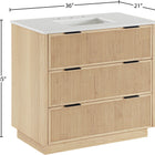 Meridian Furniture Willard 36" White Engineered Stone And Solid Wood Bathroom Vanity