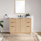 Meridian Furniture Willard 48" White Engineered Stone And Solid Wood Bathroom Vanity