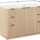 Meridian Furniture Willard 48" White Engineered Stone And Solid Wood Bathroom Vanity