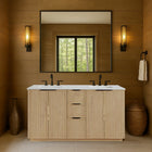 Meridian Furniture Willard 60" White Engineered Stone And Solid Wood Bathroom Vanity