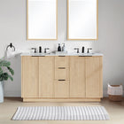 Meridian Furniture Willard 60" White Engineered Stone And Solid Wood Bathroom Vanity