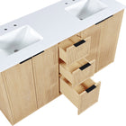 Meridian Furniture Willard 60" White Engineered Stone And Solid Wood Bathroom Vanity