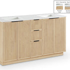 Meridian Furniture Willard 60" White Engineered Stone And Solid Wood Bathroom Vanity