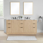 Meridian Furniture Willard 72" White Engineered Stone And Solid Wood Bathroom Vanity