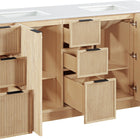 Meridian Furniture Willard 72" White Engineered Stone And Solid Wood Bathroom Vanity