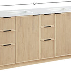 Meridian Furniture Willard 72" White Engineered Stone And Solid Wood Bathroom Vanity