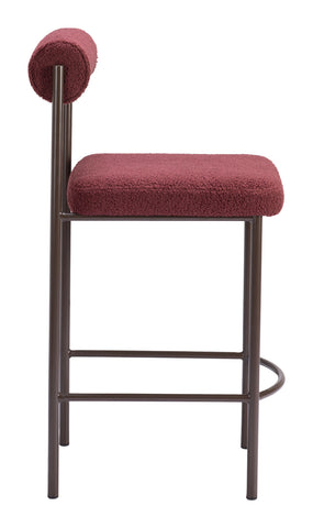 Zuo Livorno Counter Stool (Set of 2) Red & Bronze