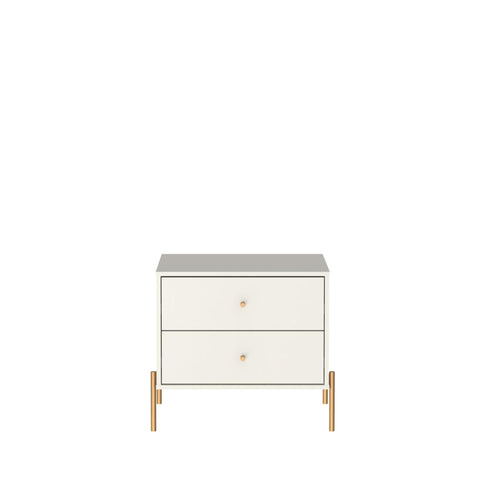 Manhattan Comfort Jasper Modern 25" Nightstand in Off White (2-Drawer)