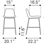 Zuo Byron Counter Stool White