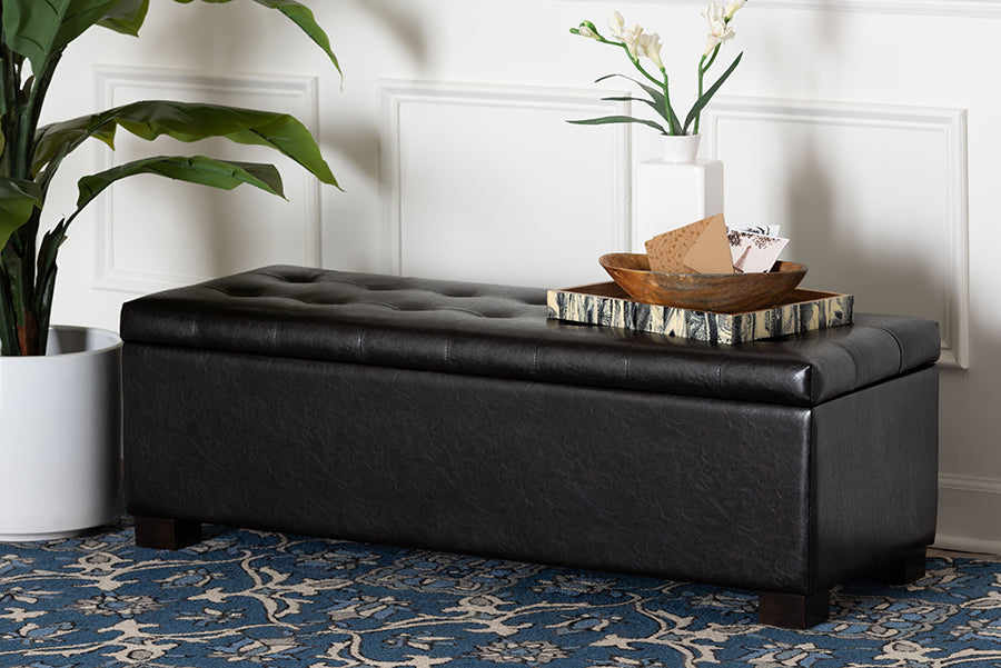 Baxton Studio Roanoke Contemporary Dark Brown Ottoman