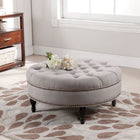 Baxton Studio Palfrey Beige Linen Modern Tufted Ottoman
