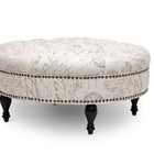 Baxton Studio Palfrey Beige Script Print Modern Tufted Ottoman