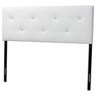 Baxton Studio Dalini Modern and Contemporary Queen White Faux Leather Headboard with Faux Crystal Buttons