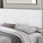 Baxton Studio Dalini Modern and Contemporary Queen White Faux Leather Headboard with Faux Crystal Buttons