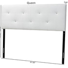 Baxton Studio Dalini Modern and Contemporary Queen White Faux Leather Headboard with Faux Crystal Buttons