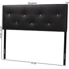 Baxton Studio Dalini Modern and Contemporary Queen Black Faux Leather Headboard with Faux Crystal Buttons