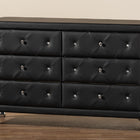 Baxton Studio Luminescence Black Faux Leather Upholstered Dresser