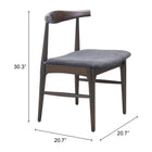 Zuo Tuzka Dining Chair (Set of 2) Gray & Espresso