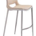 Zuo Ace Barstool (Set of 2) Light Pink & Silver