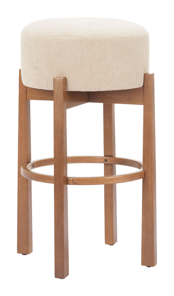 Zuo Nade Barstool (Set of 2) Beige & Walnut
