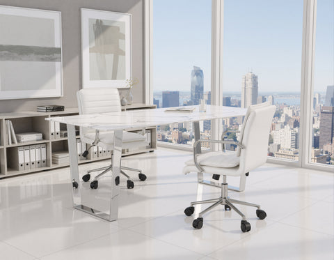 Zuo Atlas Dining Table White & Silver