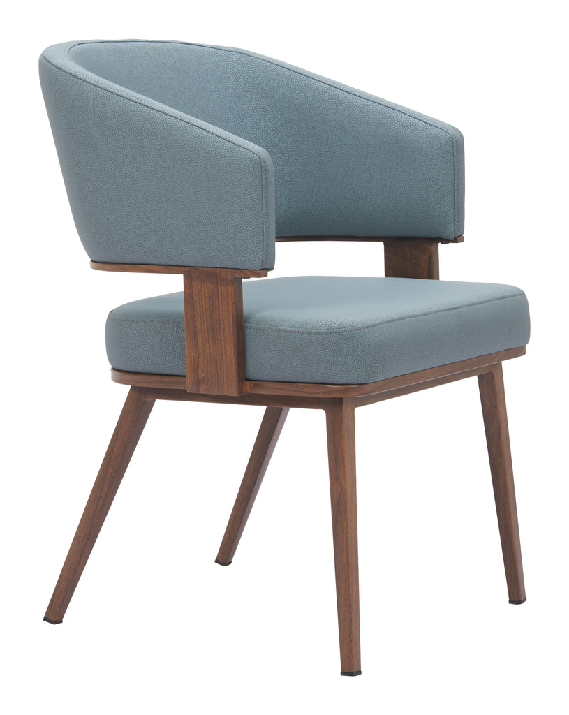 Zuo Poise Dining Chair Azure Gray & Walnut
