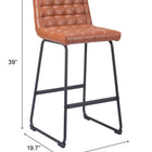 Zuo Pago Barstool (Set of 2) Brown
