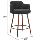 Zuo Kono Swivel Counter Stool (Set of 2) Black & Walnut