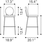 Zuo Odessa Barstool (Set of 2) Green & Gold