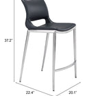 Zuo Ace Counter Stool (Set of 2) Black & Silver