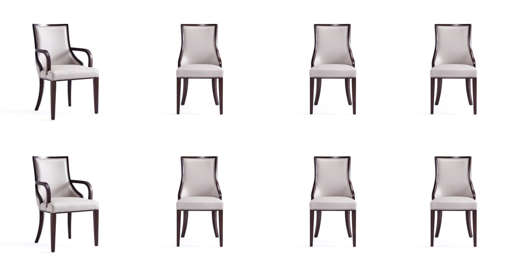 Manhattan Comfort Grand Traditional 8-Piece Dining Chair Set in Light Gray