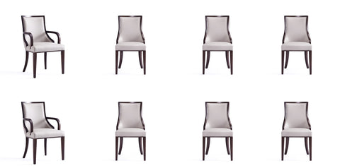 Manhattan Comfort Grand Traditional 8-Piece Dining Chair Set in Light Gray