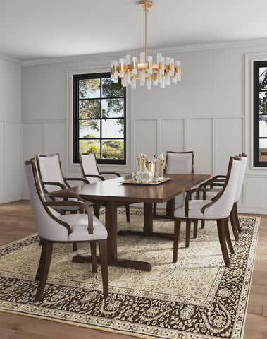Manhattan Comfort Grand Traditional 8-Piece Dining Chair Set in Light Gray