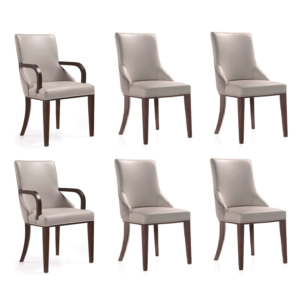 Manhattan Comfort Shubert Modern 6-Piece Dining Chair Set in Light Gray