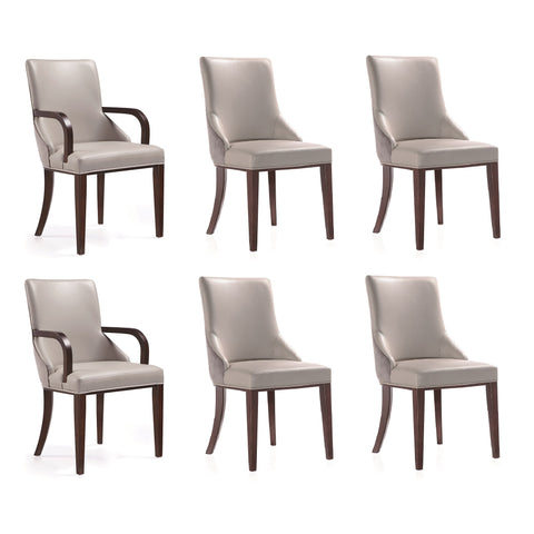 Manhattan Comfort Shubert Modern 6-Piece Dining Chair Set in Light Gray